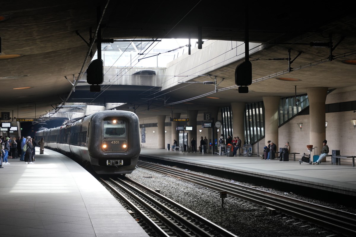 High-speed train arriving at the airport station